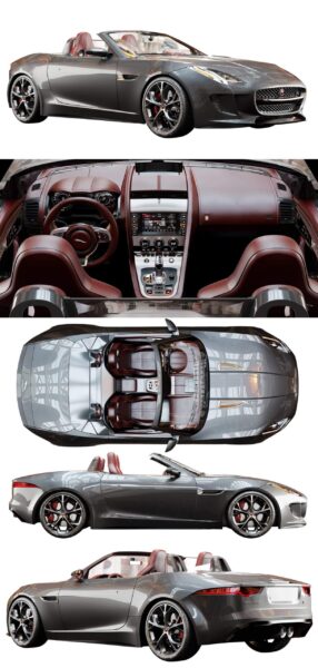 捷豹Jaguar F TYPE敞篷跑车3D模型（OBJ,FBX,MAX）