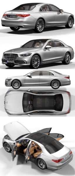 2021奔驰Mercedes-benz S400d汽车3D模型（OBJ,FBX,MAX）