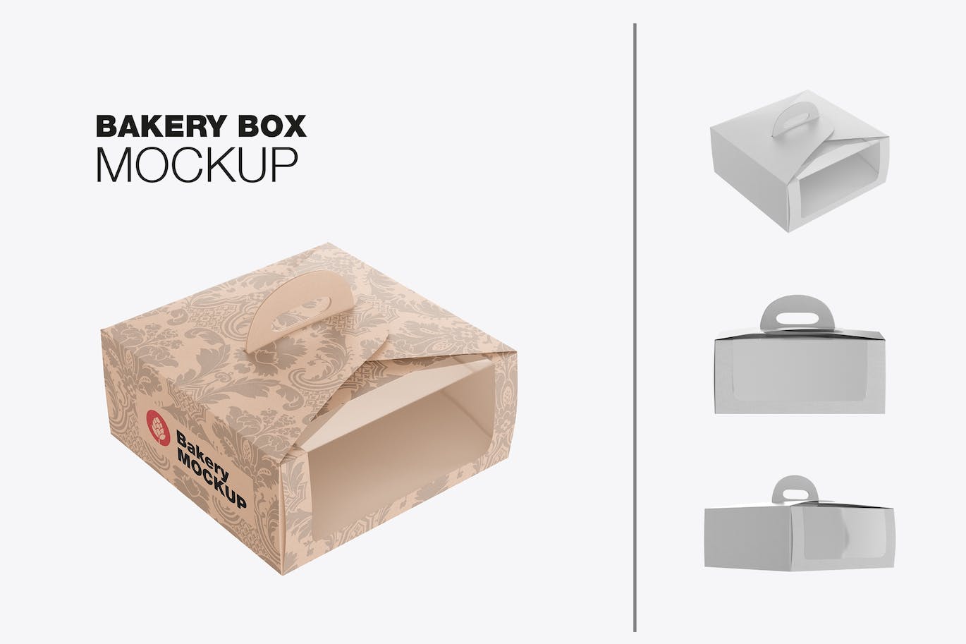 透明塑料窗蛋糕纸盒包装样机 (PSD)免费下载