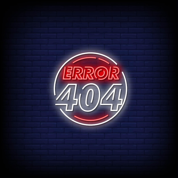 错误404霓虹灯标志风格矢量插画[eps]