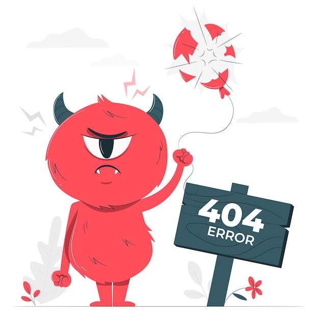 卡通怪物角色404错误概念插画素材[ai,eps]