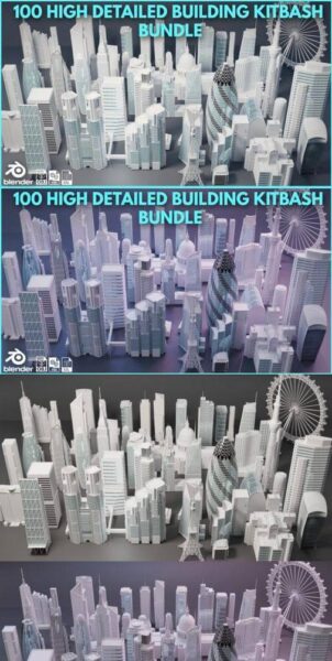 100多个真实世界的高细节摩天大楼3D建筑模型下载（fbx,Blend,obj）