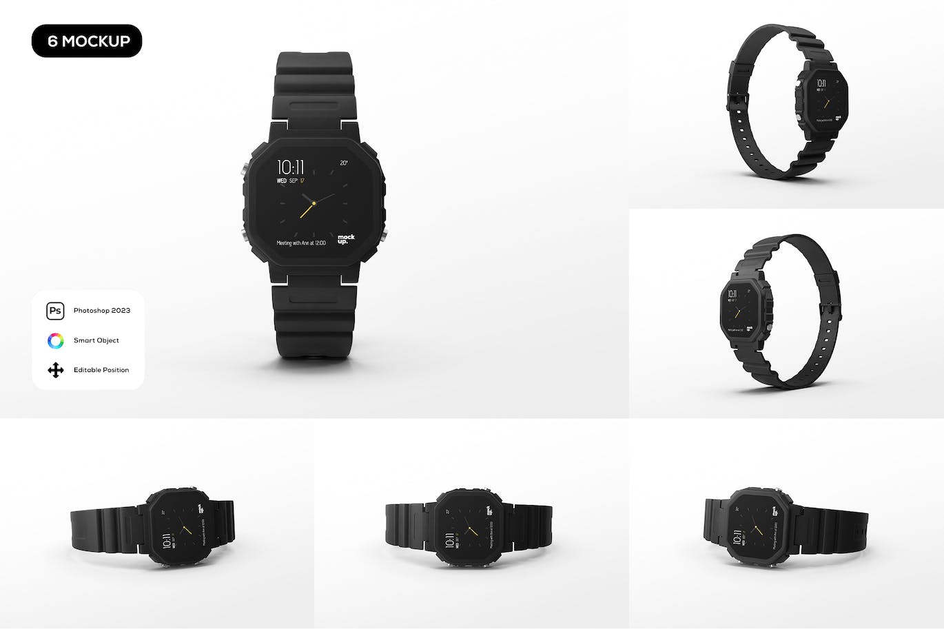 黑色通用数字手表实物模型样机 (PSD)