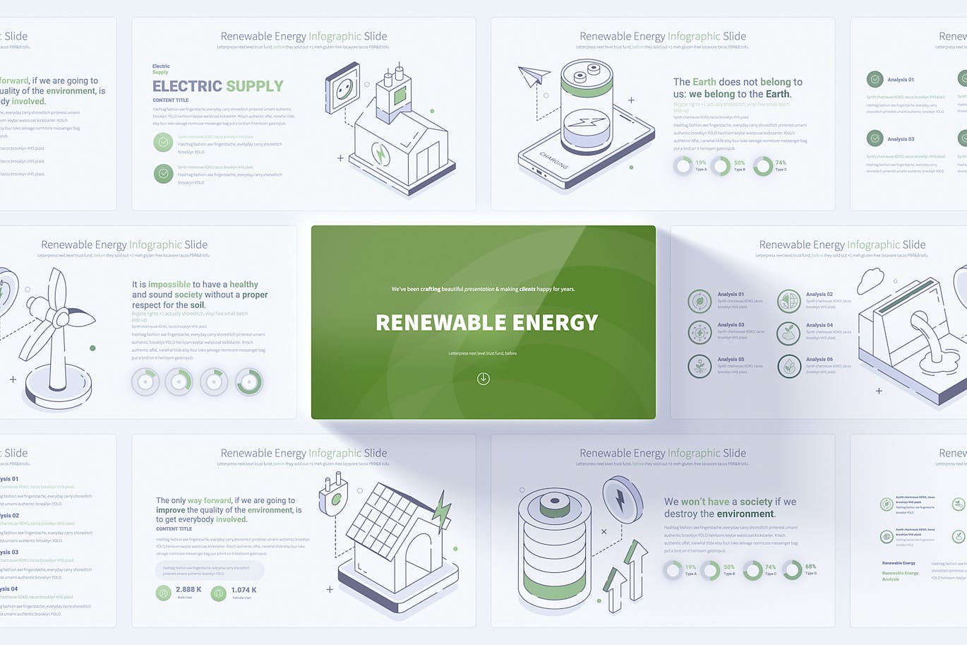 可再生能源信息图表 PPT模版 (PPTX,PDF)