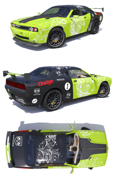 道奇挑战者Dodge Challenger赛车3D模型（OBJ,FBX,MAX）