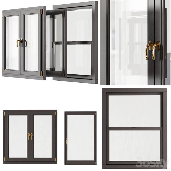 推拉式双开窗户3D模型（OBJ,MAX）