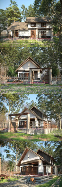 乡村房屋外部场景3D模型（MAX）