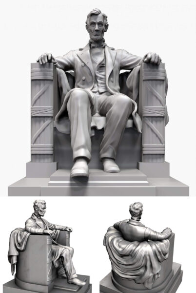 林肯纪念堂 – 亚伯拉罕·林肯雕像3D模型（OBJ,FBX,MAX）