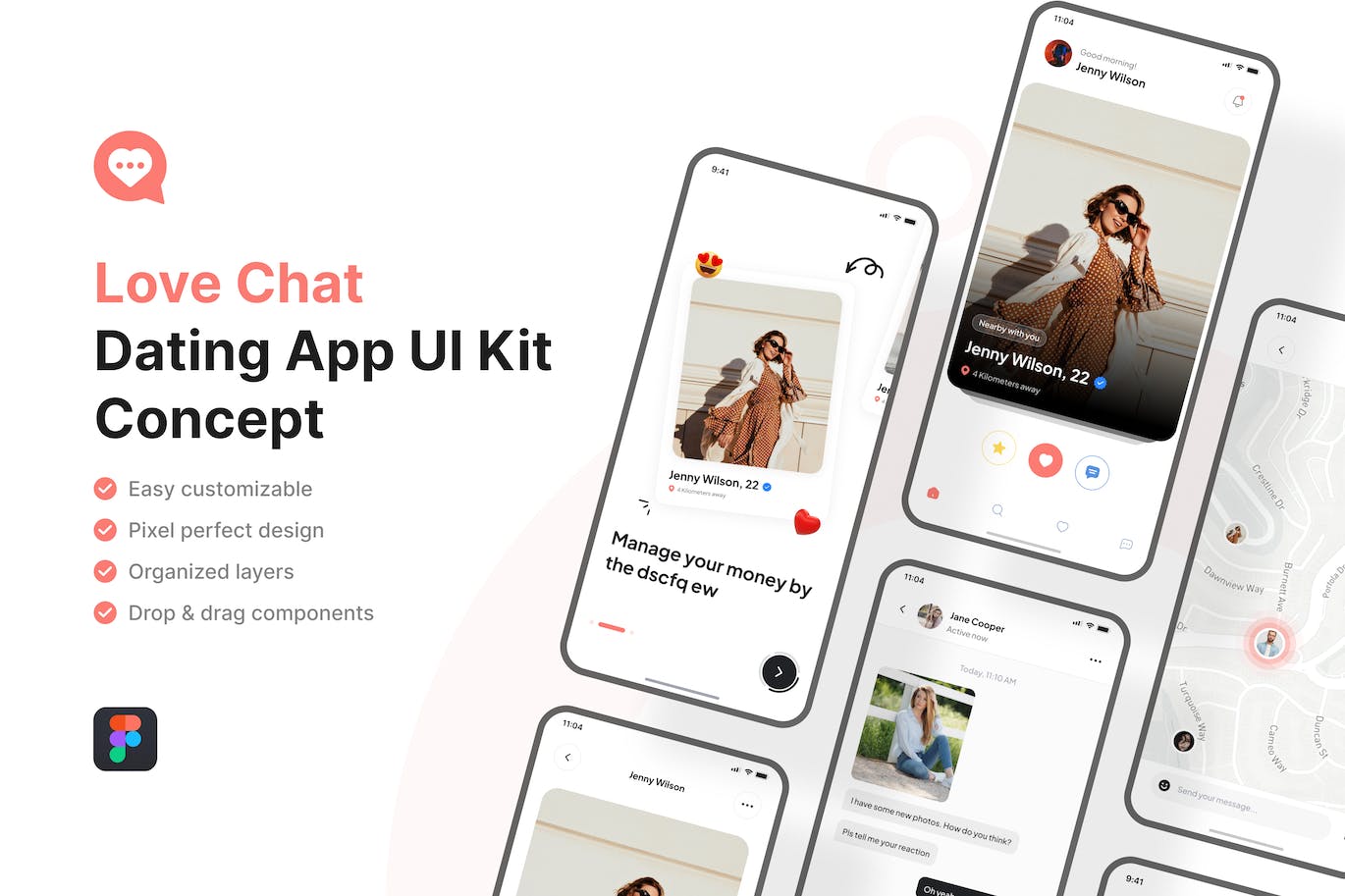 爱情聊天约会手机应用App UI Kit (FIG)