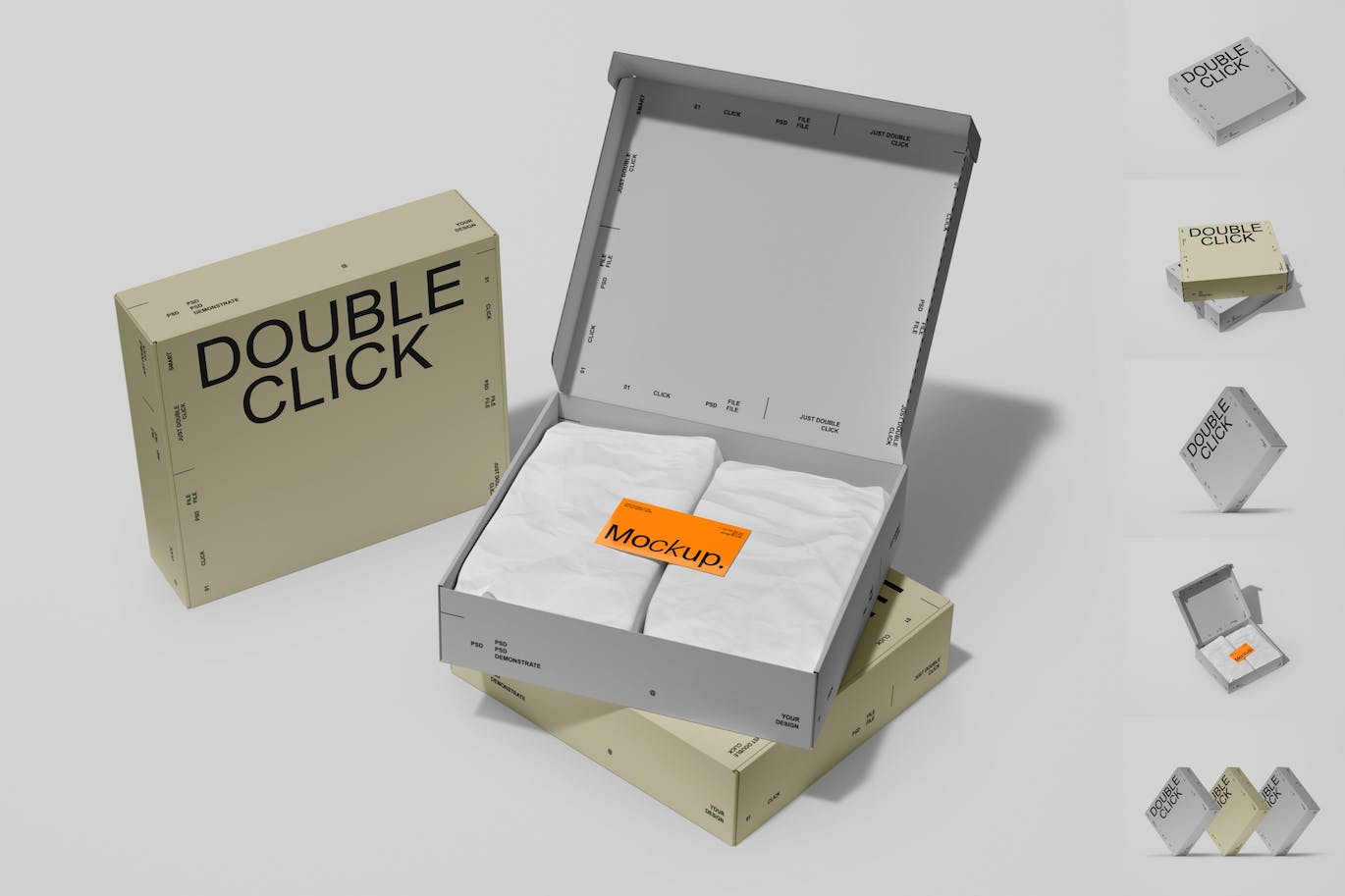 包装设计纸盒实物模型套装样机 (PSD)