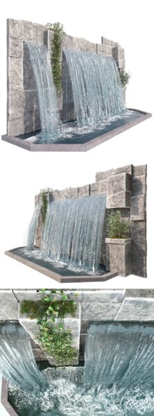 大瀑布喷泉景观3D模型（MAX）