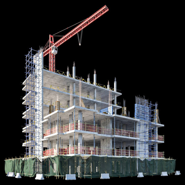 施工建造中的高楼建筑low poly 3D模型（OBJ,MAX）