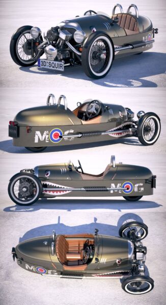 2011-2020 Morgan 3 Wheeler三轮跑车3D模型（OBJ,FBX,MAX）