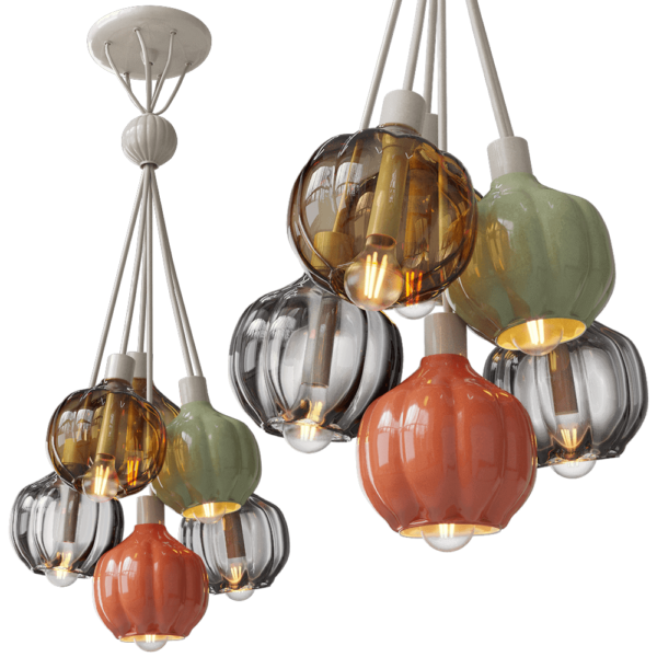 Ferroluce C2646彩色陶瓷球组合吊灯3D模型（OBJ,FBX,MAX）