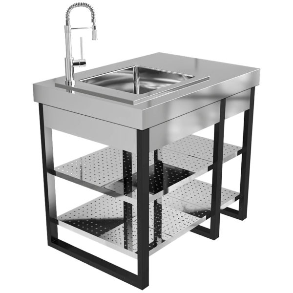 Fogher L号带置物架的金属户外厨房水槽3D模型（OBJ,FBX,MAX）