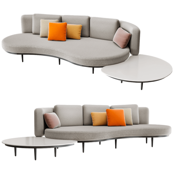 Royal Botania一体式弧形布艺沙发和配套茶几3D模型（OBJ,FBX,MAX）