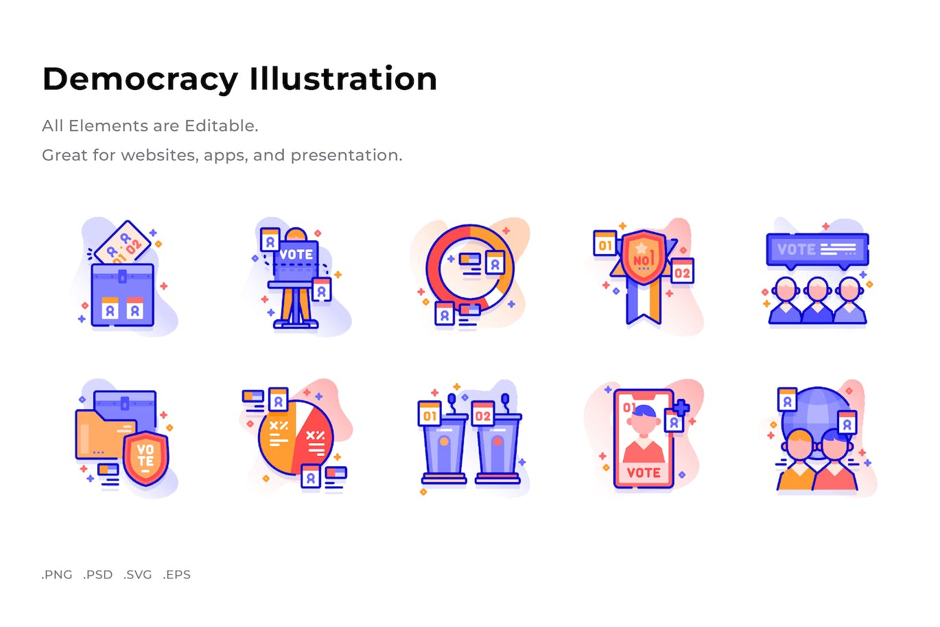 民主插画彩色图标素材 (PNG,PSD,SVG)