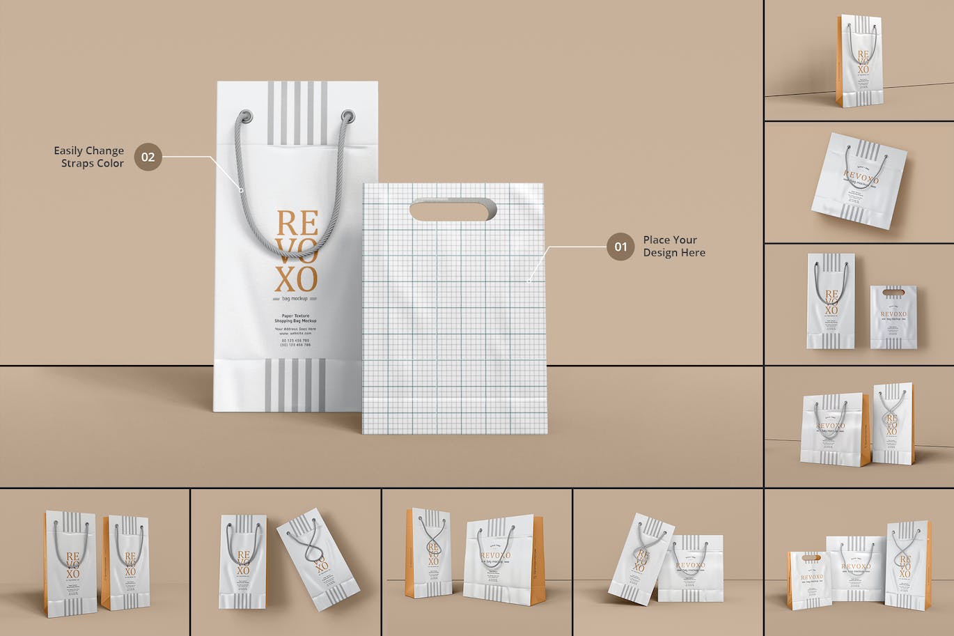 纸质购物袋礼品袋样机 (PSD,JPG)
