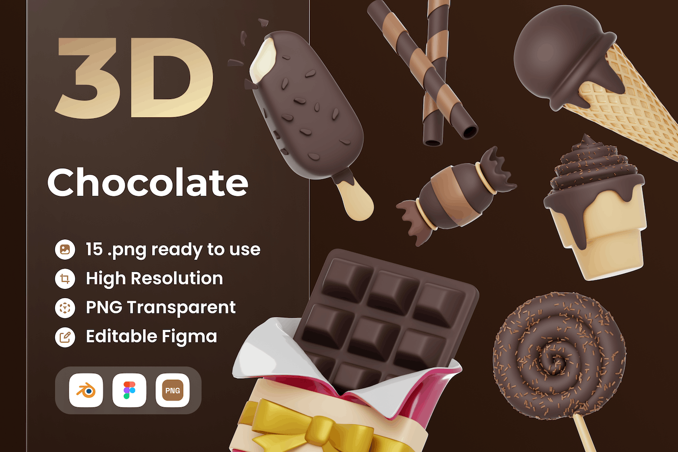 巧克力3D插图 (FIG,PNG,blend)