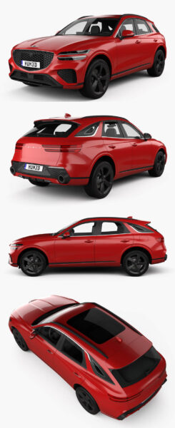 2022款捷尼赛思Genesis GV70 Sport汽车3D模型（OBJ,FBX,MAX）