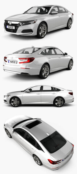 2018本田Honda Accord LX US-spec sedan汽车3D模型（OBJ,FBX,MAX）