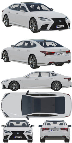 2022款雷克萨斯Lexus LS F Sport汽车3D模型（OBJ,FBX,MAX）