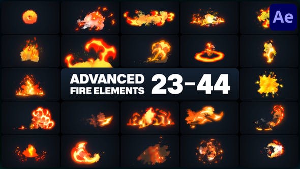 高级卡通火焰特效元素视频AE模板 (AEP)