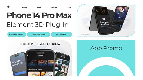 iPhone 14 pro max手机应用程序宣传样机视频AE模板 (aep)
