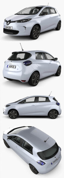 带内饰的2013雷诺Renault ZOE微型电动汽车3D模型（OBJ,FBX,MAX）