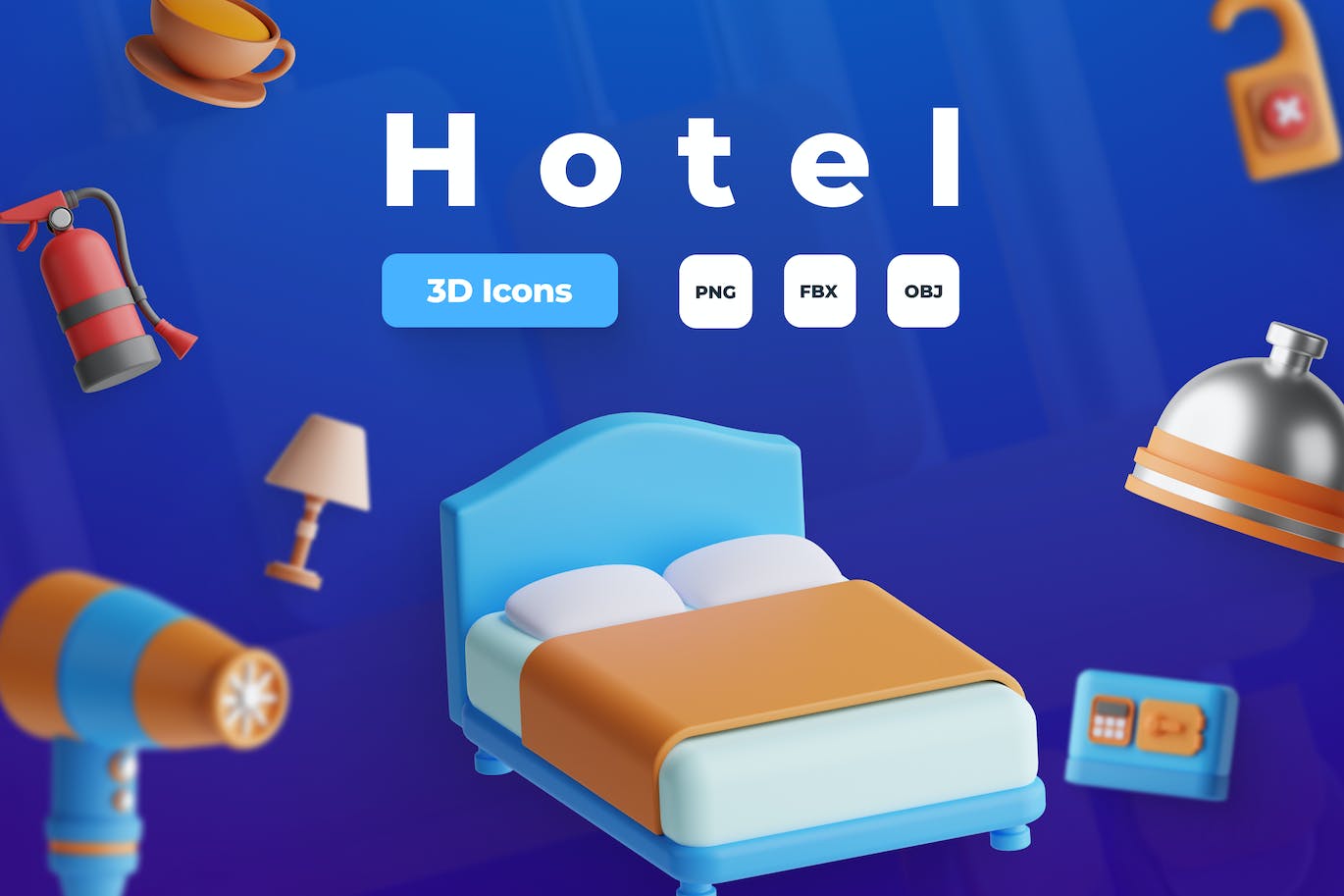 3D酒店图标集 (PNG,obj)