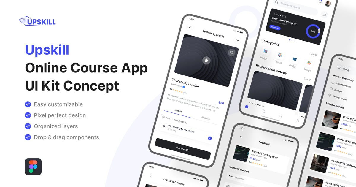 技能提升 – 在线课程应用 UI 套件