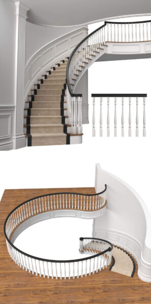 经典螺旋楼梯3D模型（OBJ,MAX）