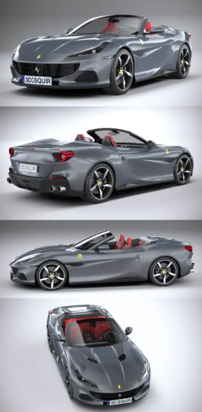2021法拉利Ferrari Portofino M敞篷跑车3D模型（OBJ,FBX,MAX）