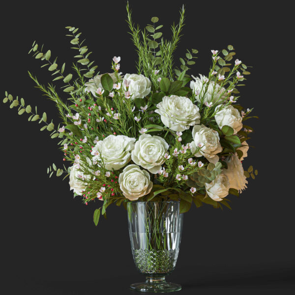 玻璃瓶中的玫瑰混合花束3D模型（MAX）