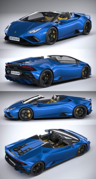 2021款兰博基尼Lamborghini Huracan Evo RWD Spyder敞篷跑车3D模型（OBJ,FBX,MAX）
