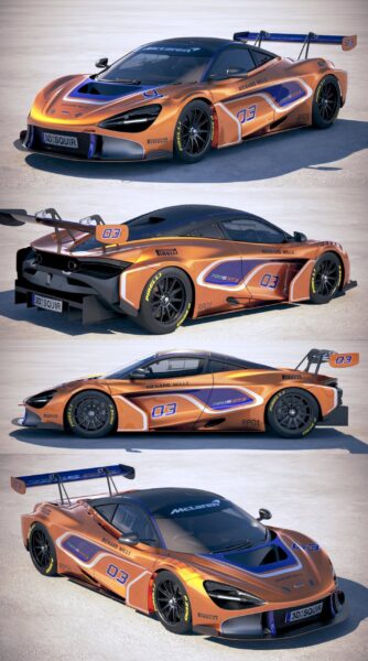 2019迈凯伦McLaren 720S GT3跑车3D模型（OBJ,FBX,MAX）