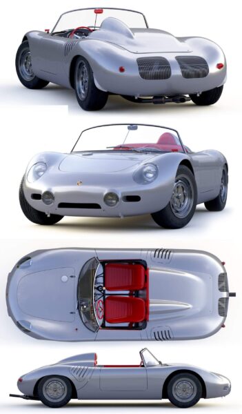 1960保时捷Porsche 718 Spyder RS敞篷跑车3D模型（OBJ,FBX,MAX,C4D,LWO）