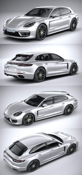 2021款保时捷Porsche Panamera 4 E-hybrid Sport Turismo汽车3D模型（OBJ,FBX,MAX）
