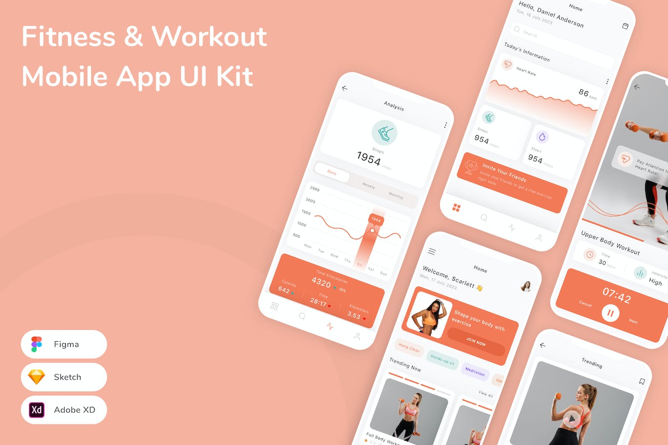 健身和锻炼手机应用App UI Kit