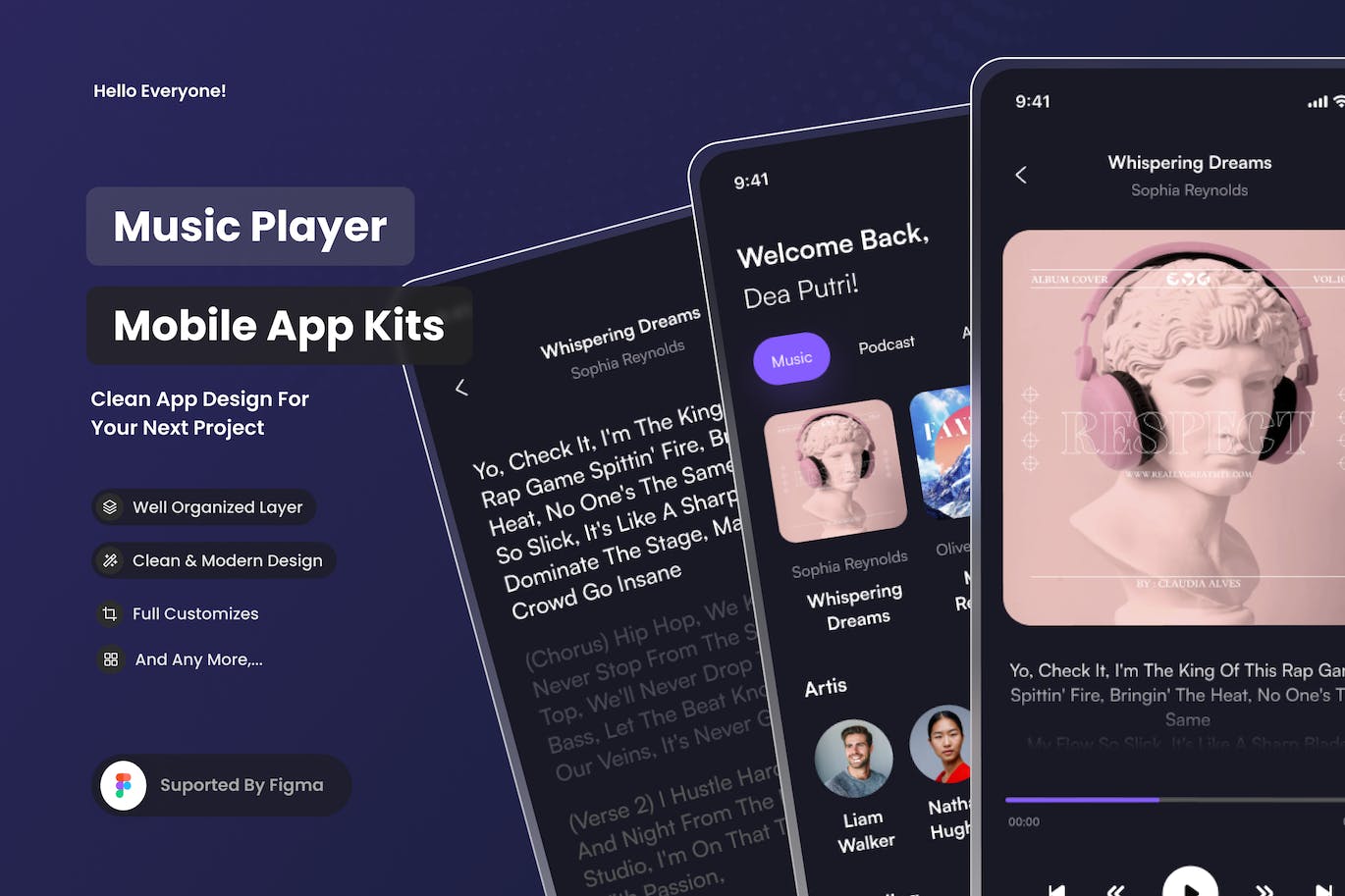 音乐播放器-移动应用App UI Kit