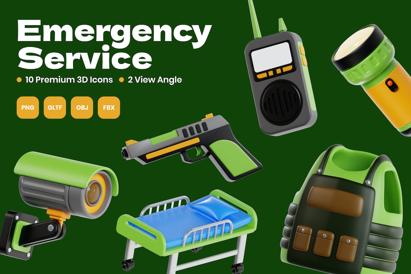 紧急服务3D图标 (PNG,obj,fbx)