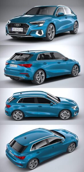 2021款奥迪Audi A3汽车3D模型（OBJ,3DS）
