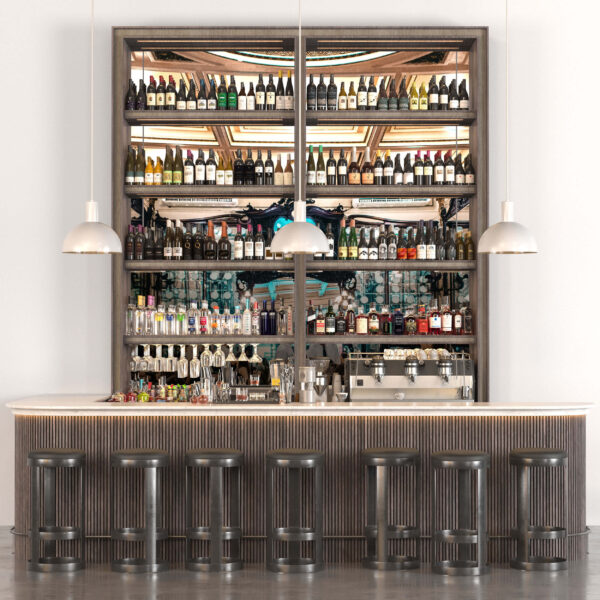 摆满酒的酒吧吧台3D模型（FBX,MAX）