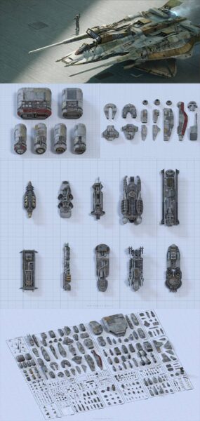 免费：科幻风格3D飞船场景元素模型大合集(Blend,C4D)