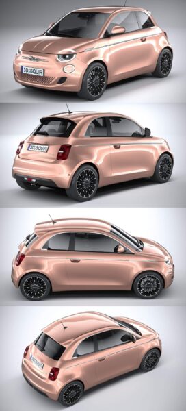 2021款菲亚特Fiat 500 31小型汽车3D模型（OBJ,FBX,MAX）
