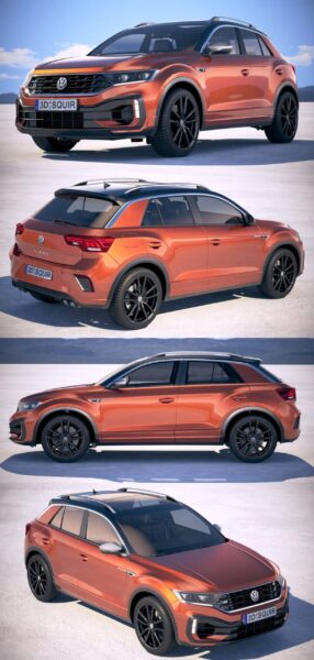 2020款大众Volkswagen T-Roc R SUV汽车3D模型（OBJ,FBX,MAX）