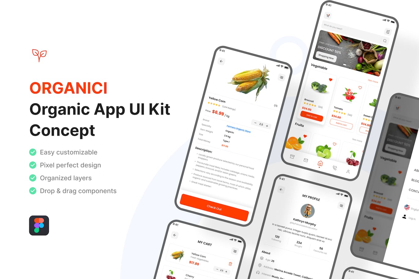 有机食品应用App UI Kit (FIG)