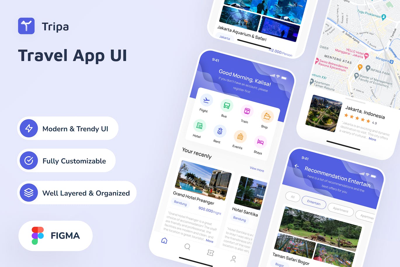 旅游应用App UI Kit (FIG)