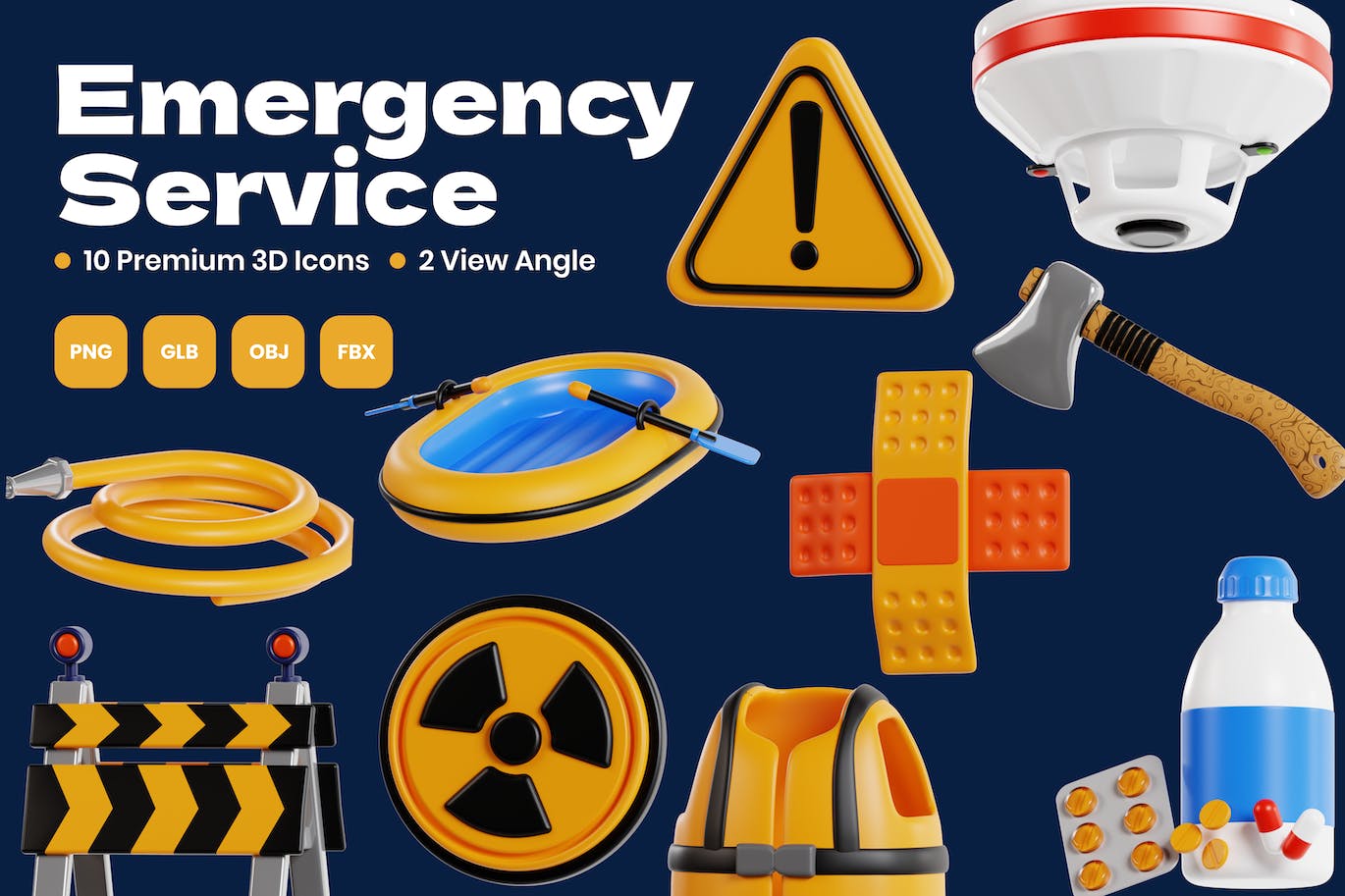 紧急服务3D图标 (PNG,fbx.obj)