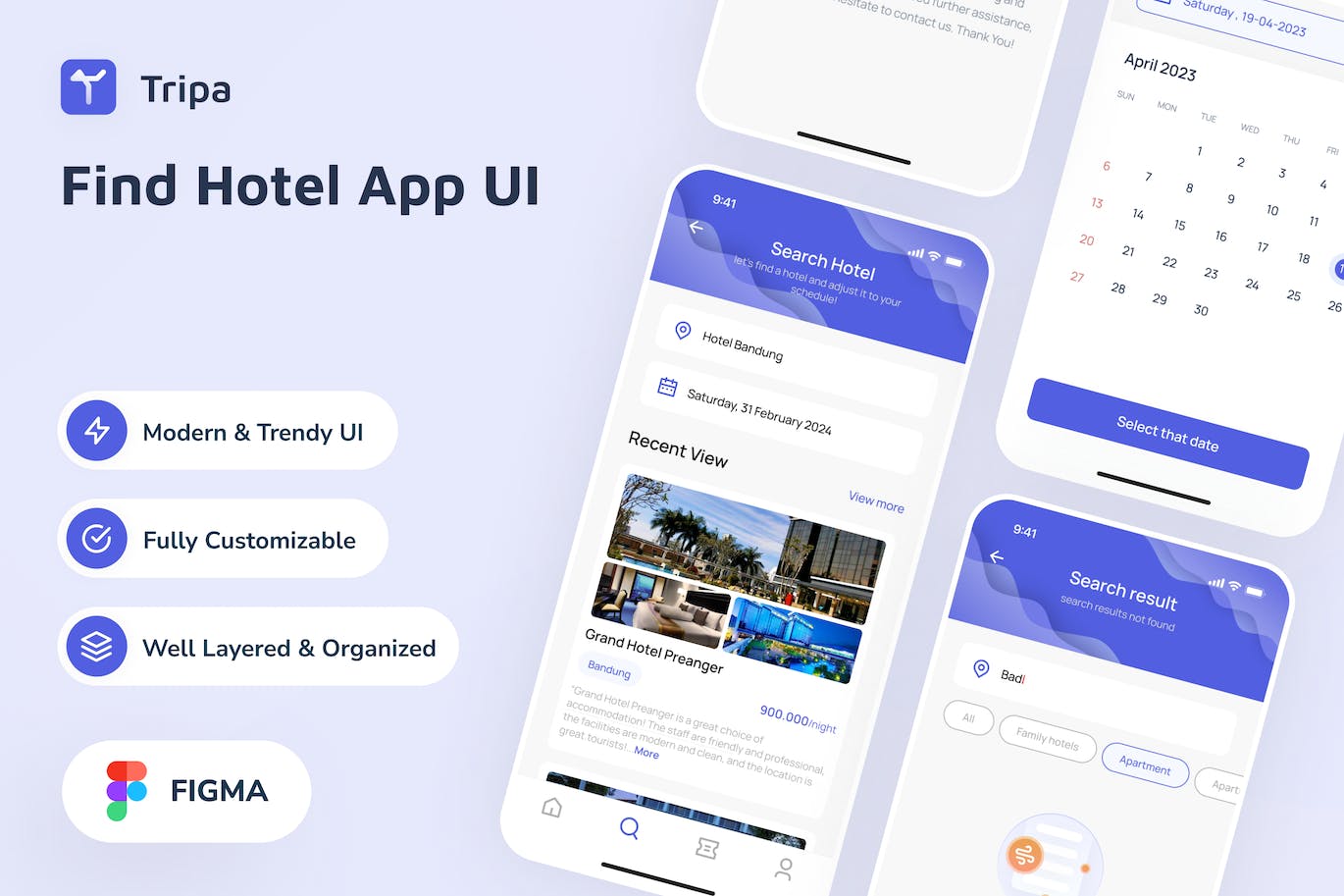 查找酒店应用 App UI kit (FIG)